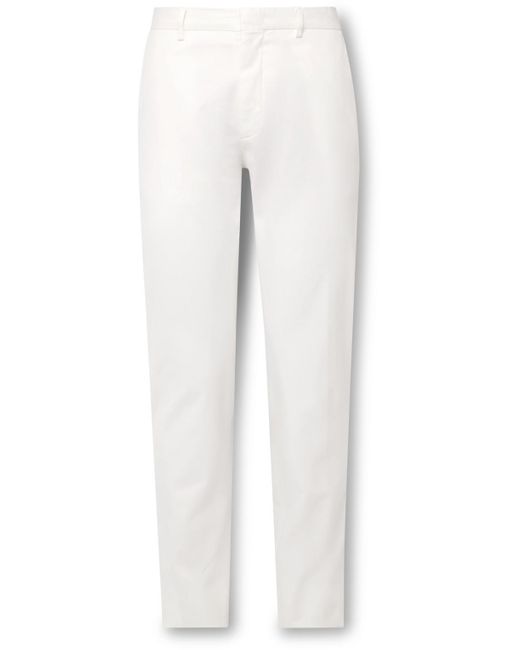 Zegna White Slim-fit Straight-leg Cotton-twill Trousers for men