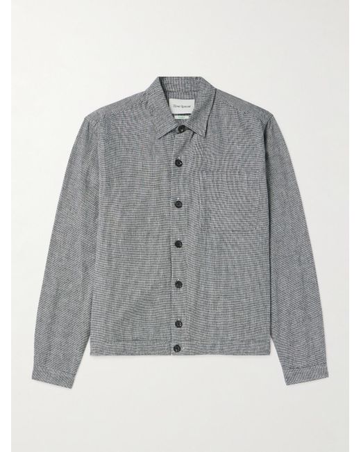 Oliver Spencer Gray Milford Houndstooth Cotton And Linen-blend Jacket for men