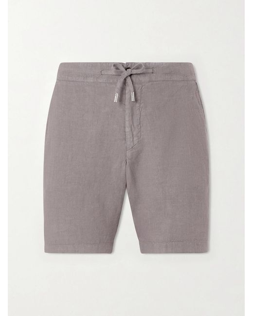 Mr P. Gray Straight-Leg Garment-Dyed Linen Drawstring Bermuda Shorts for men