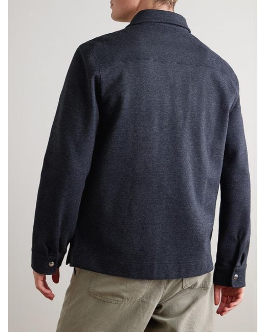Mr P. Blue Twill Overshirt for men