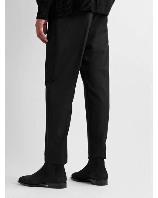 Nili Lotan Black Tel Aviv Tapered Cropped Virgin Wool-Twill Trousers for men