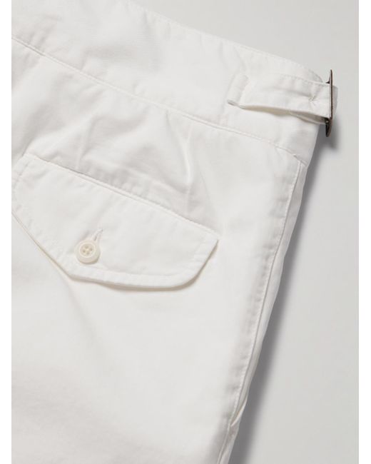 Rubinacci White Manny Straight-Leg Pleated Cotton-Twill Trousers for men