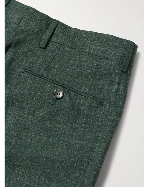Mr P. Green Mike Straight-Leg Pleated Wool, Silk And Linen-Blend Suit Trousers for men