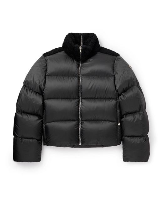 Rick Owens Black Moncler Cyclopic Shearling-trimmed Quilted Shell Down Jacket for men