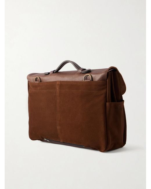 Bleu De Chauffe Brown Charles Leather-Trimmed Suede Briefcase for men
