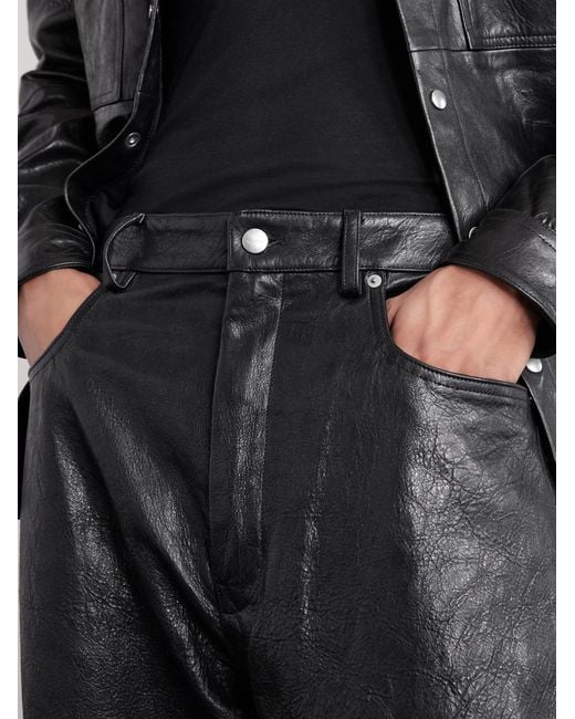 Rick Owens Gray Geth Wide-leg Full-grain Leather Trousers for men