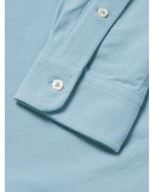 Polo Ralph Lauren Blue Button-down Collar Logo-embroidered Cotton-piqué Shirt for men