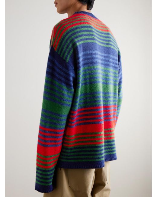 The Elder Statesman Red Dume Oversized Striped Cashmere Sweater for men