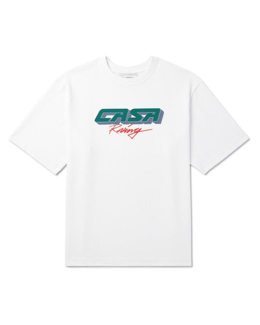 Casablancabrand White Casa Racing Brand-print Organic Cotton-jersey T-shirt for men