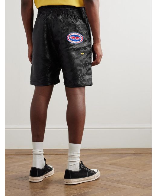 GALLERY DEPT. Black Boxing Straight-Leg Appliquéd Satin-Jacquard Shorts for men