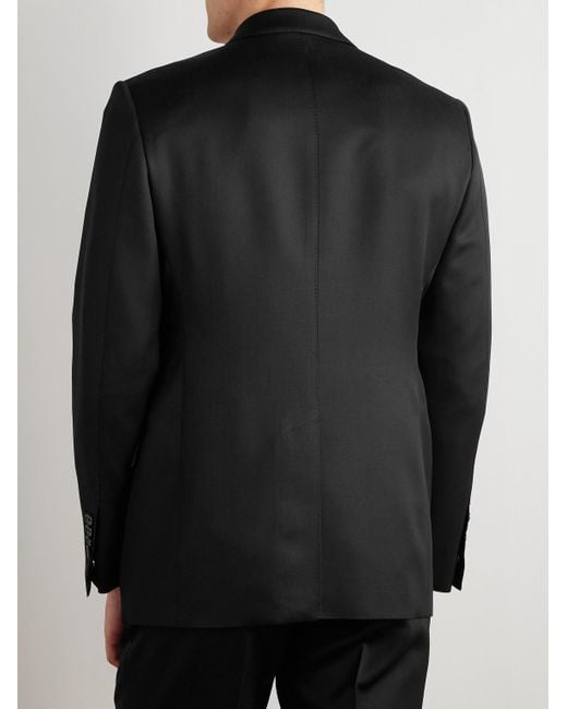 Tom Ford Black Shelton Grain De Poudre Wool And Mohair-Blend Suit Jacket for men