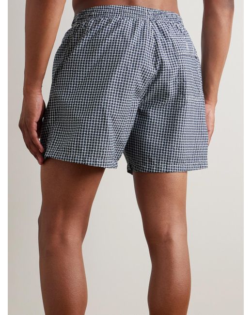 Loro Piana Blue Daneu Straight-leg Mid-length Checked Swim Shorts for men