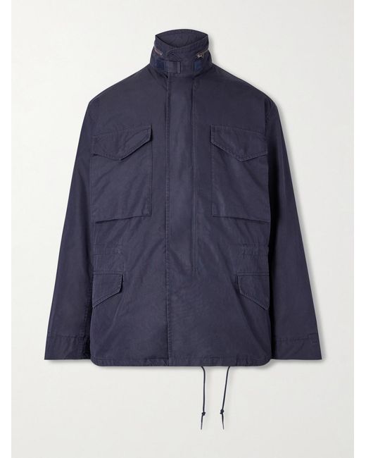 Beams Plus Blue Cotton-Blend Hooded Field Jacket for men
