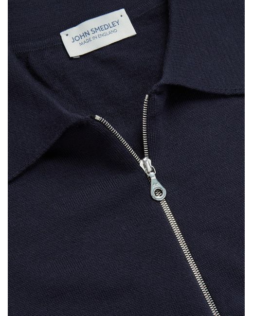 John Smedley Blue Alston Slim-Fit Merino Wool Zip-Up Cardigan for men