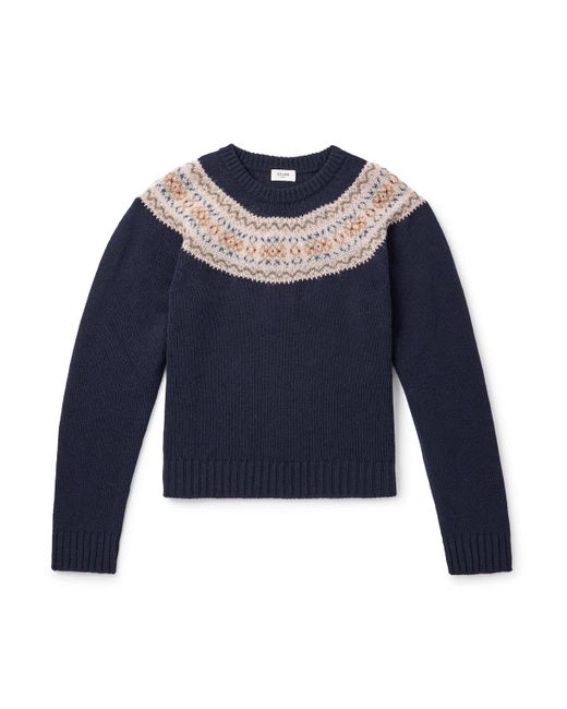 Céline Blue Slim-Fit Fair Isle Wool Sweater for men