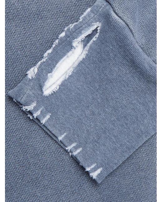 Our Legacy Blue Relic Distressed Cotton-jersey Hoodie for men