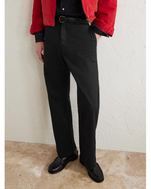 CHERRY LA Black Straight-Leg Cotton-Twill Chinos for men