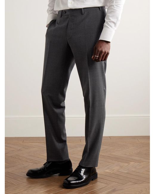 Canali Gray Slim-Fit Prince Of Wales Checked Super 160S Wool Suit Trousers for men