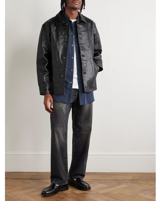 Neighborhood Leather Jacket in Black for Men | Lyst UK