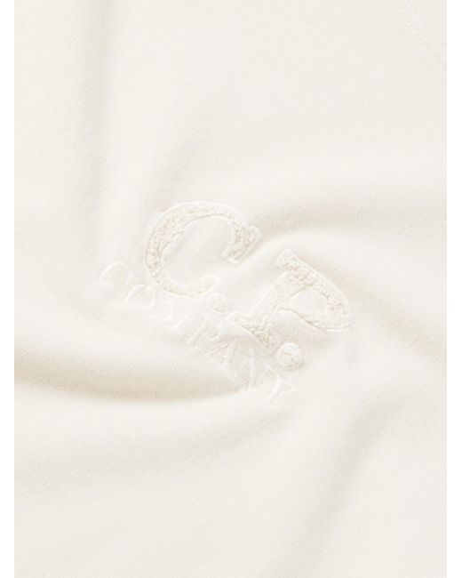 C P Company Sweatshirt aus Baumwoll-Jersey mit Bouclé-Besatz und Logostickerei in White für Herren