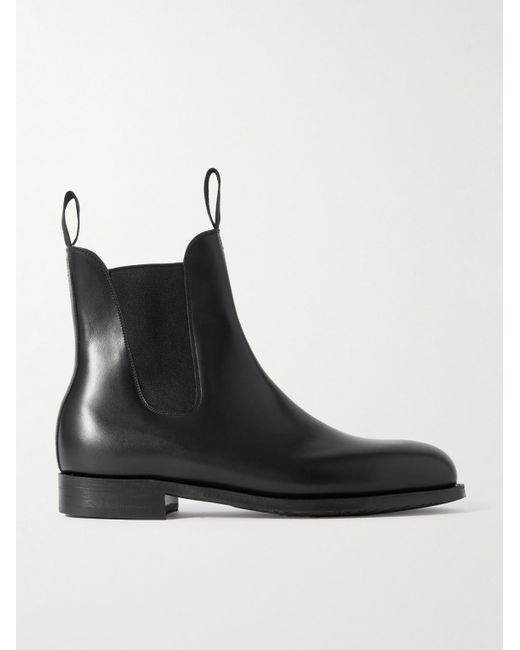 J.M. Weston Black Leather Chelsea Boots for men