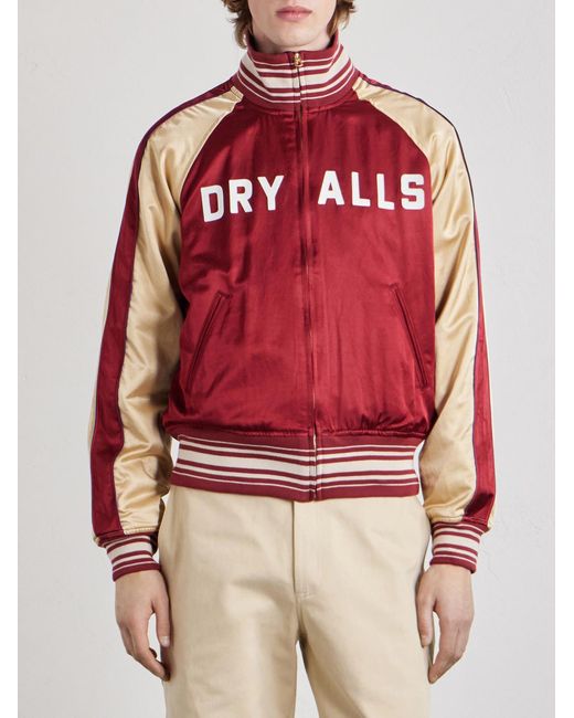 Human Made Red Reversible Logo-Appliquéd Cotton-Blend Satin Bomber Jacket for men