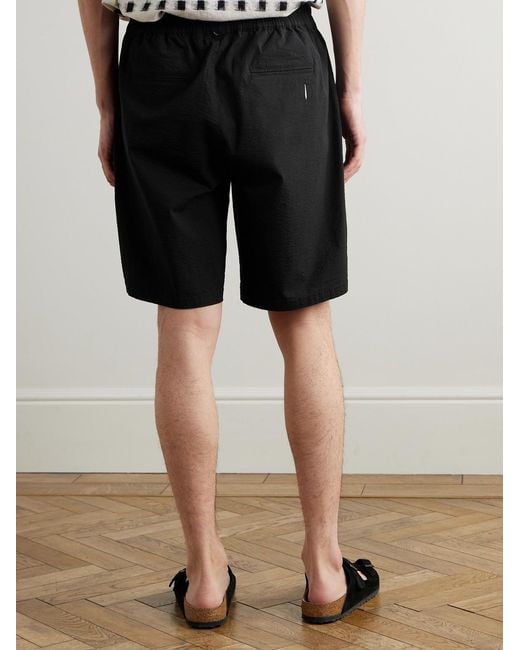 Folk Black Assembly Wide-Leg Cotton-Blend Seersucker Shorts for men