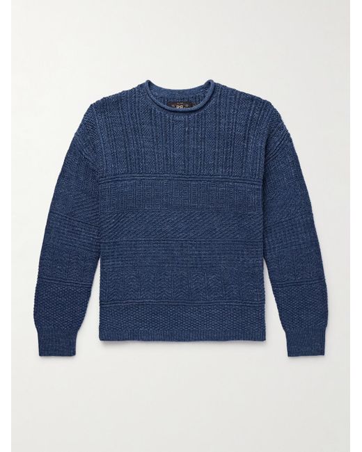 RRL Blue Cotton And Linen-Blend Sweater for men