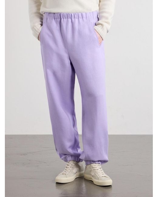 God's True Cashmere Purple Linen Drawstring Sweatpants for men