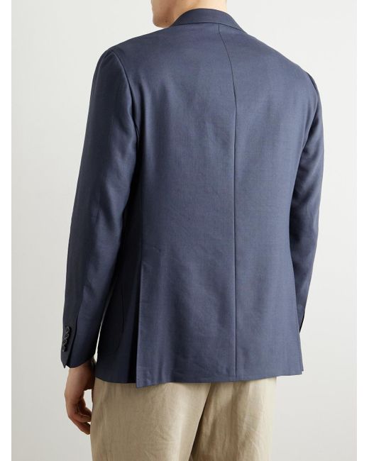 Canali Blue Kei Linen And Wool-Blend Suit Jacket for men