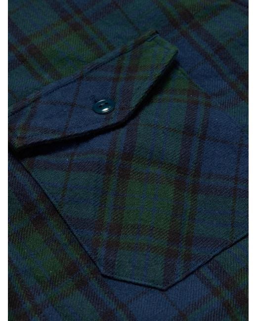 Beams Plus Blue Checked Cotton-flannel Shirt for men