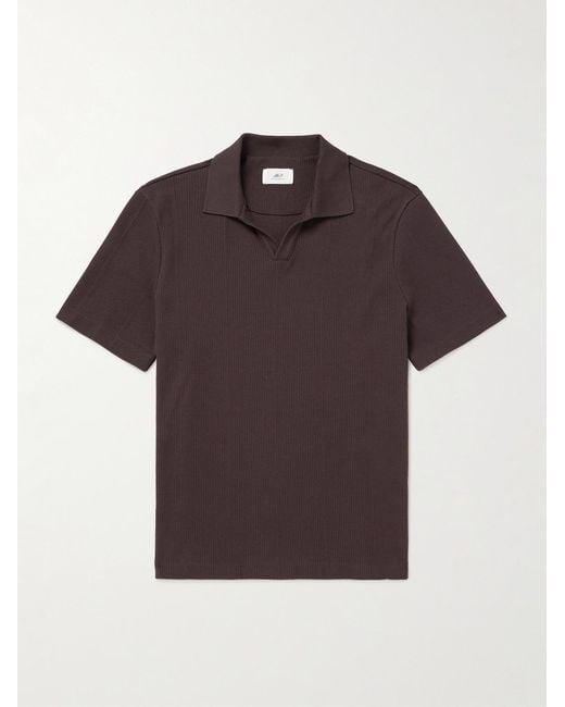 Mr P. Brown Jonny Open-Collar Pointelle-Knit Cotton Polo Shirt for men