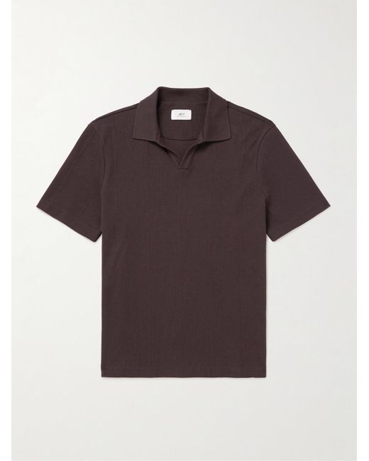Mr P. Brown Jonny Open-Collar Pointelle-Knit Cotton Polo Shirt for men