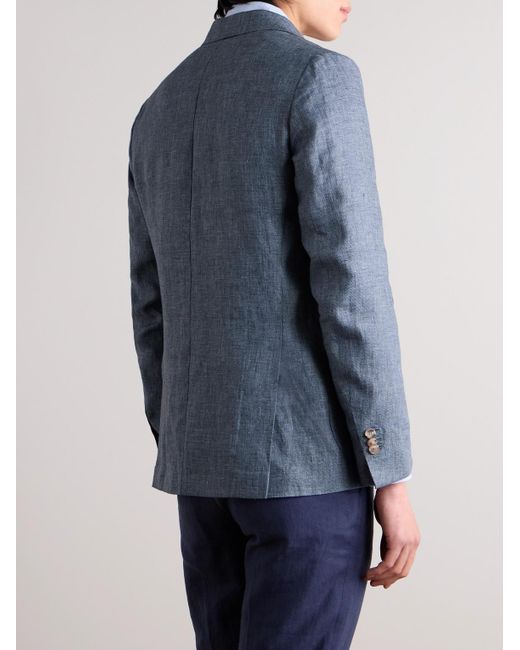De Petrillo Blue Linen Blazer for men
