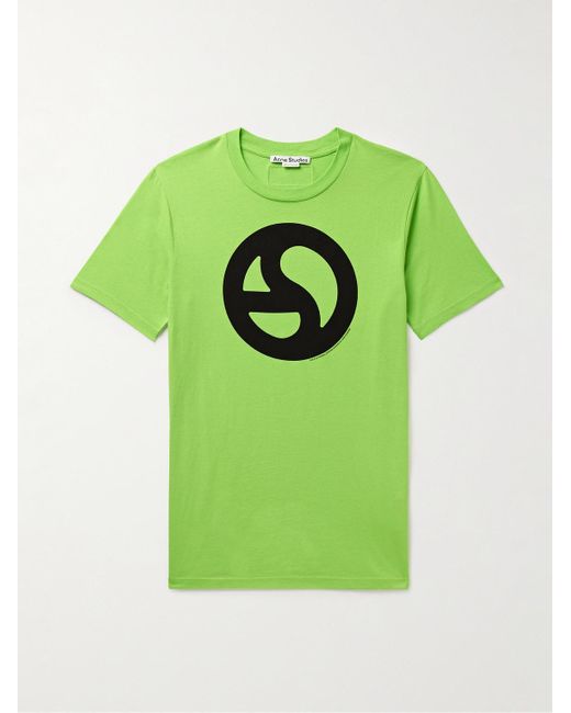 Acne Green Everest Logo-print Neon Cotton And Lyocell-blend Jersey T-shirt for men
