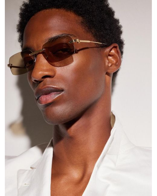 Cartier Natural Rimless Rectangular-Frame-Tone Sunglasses for men