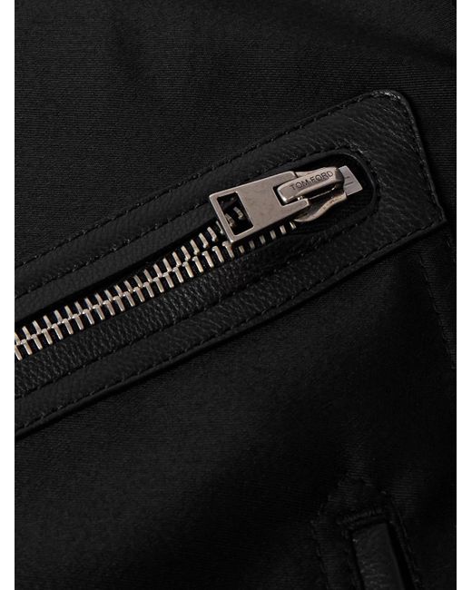 Tom Ford Bomberjacke aus einer Woll-Seidenmischung mit Lederbesatz in Black für Herren