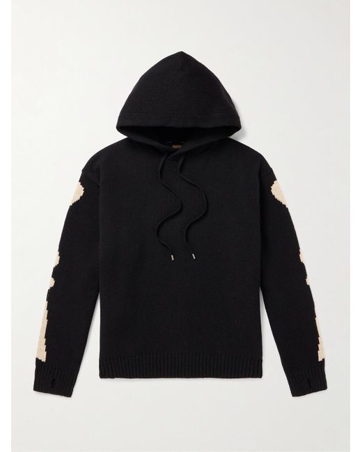 Kapital Black 5G Intarsia Wool Hoodie for men