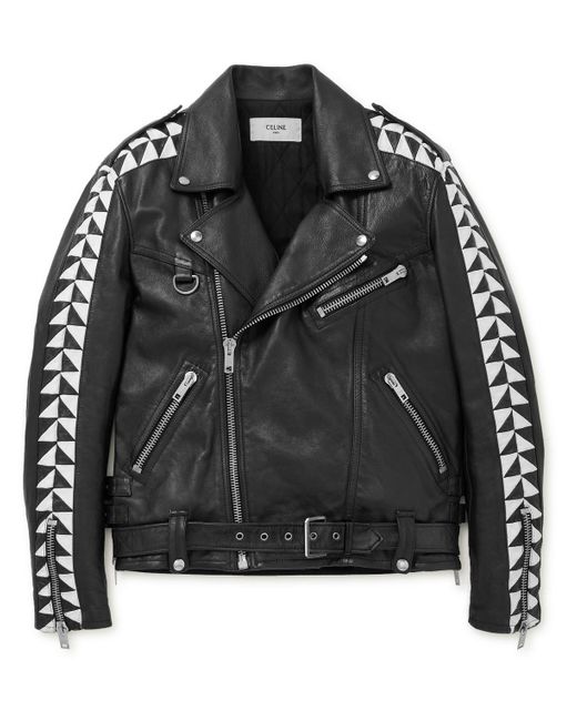 CELINE HOMME Oversized Leather Biker Jacket in Black for Men - Lyst