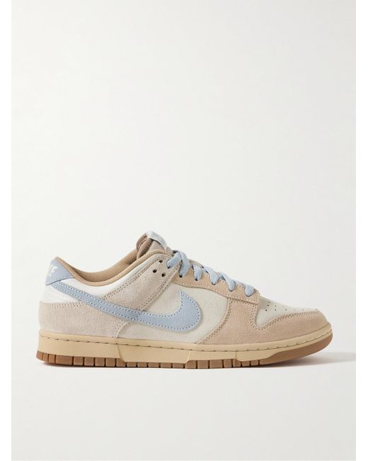 Nike White Dunk Low Mesh-trimmed Suede Sneakers for men