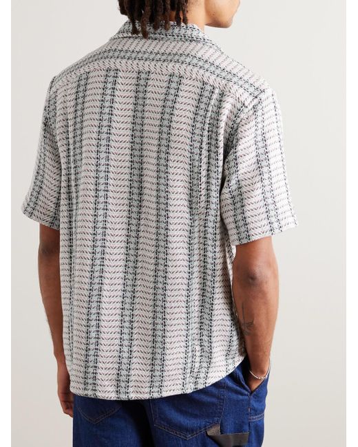 Corridor NYC Riverside Hemd aus gestreiftem Baumwoll-Jacquard mit Reverskragen in Natural für Herren