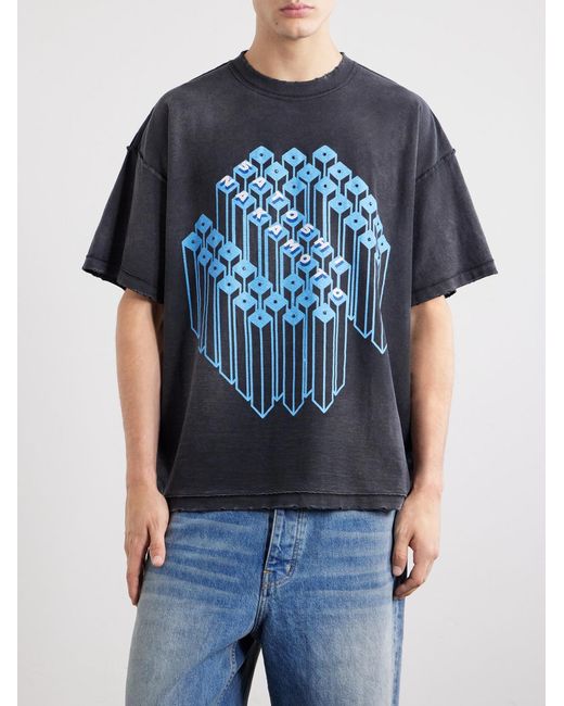 Satoshi Nakamoto Blue Grid Lock Logo-print Cotton-jersey T-shirt for men