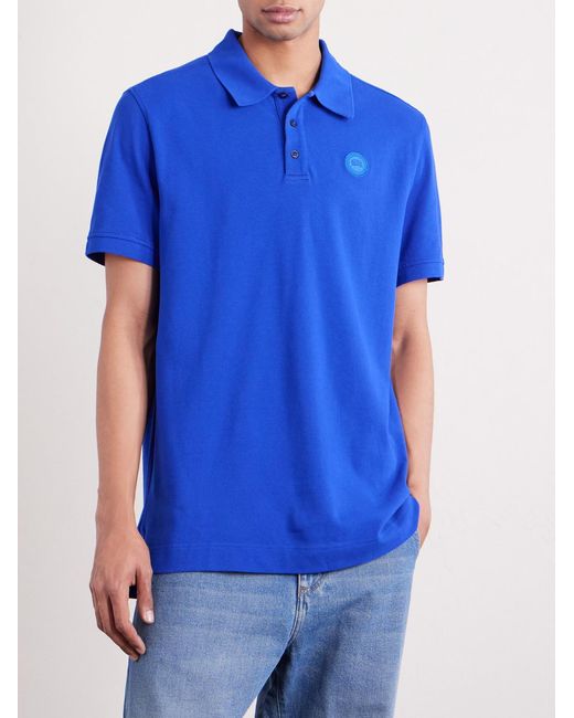 Canada Goose Blue Beckley Logo-Appliquéd Paneled Cotton-Piqué Polo Shirt for men