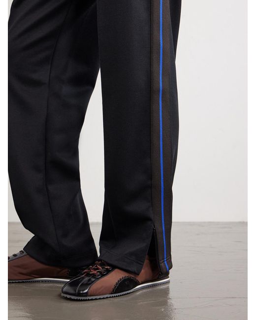 Wales Bonner Black Form Straight-Leg Striped Jersey Sweatpants for men
