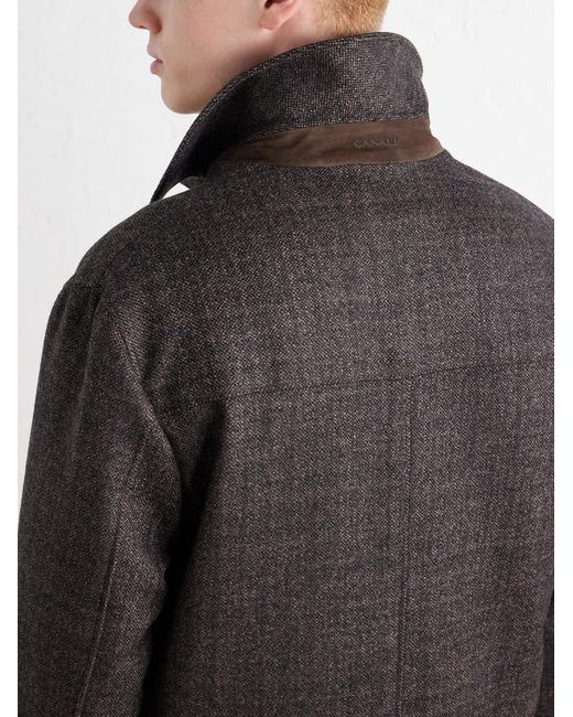 Canali Black Wool And Cashmere-Blend Overshirt for men