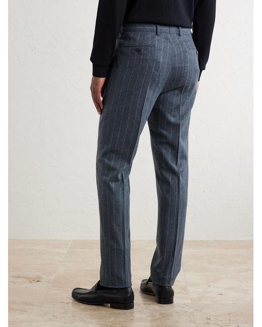 Caruso Blue Pinstripe Wool And Cashmere-Blend Suit Trousers for men