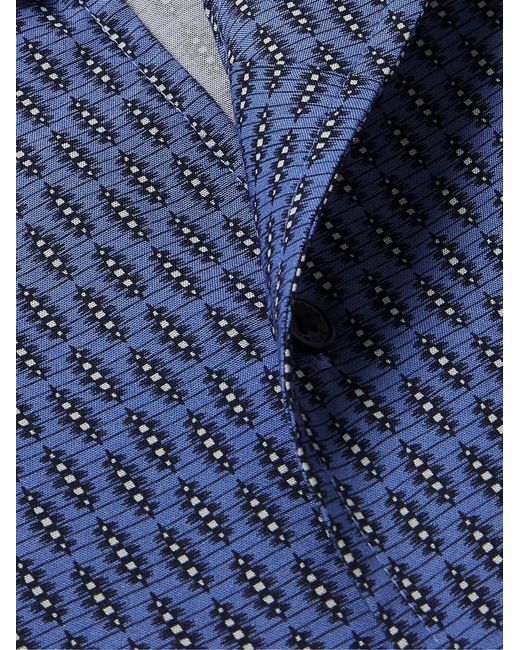 Orlebar Brown Blue Hibbert Perez Camp-Collar Printed Lyocell Shirt for men