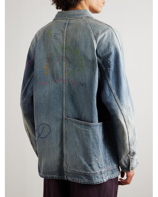 Kapital Blue Cactus Embroidered Denim Jacket for men