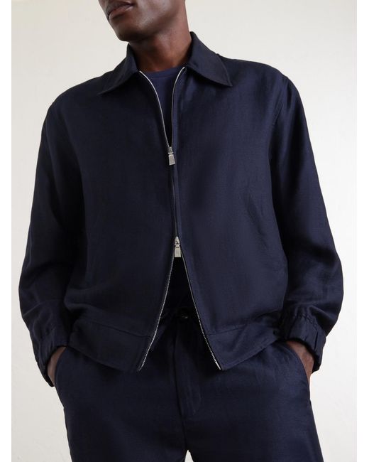 Frescobol Carioca Blue Tomas Cotton And Linen-blend Blouson Jacket for men