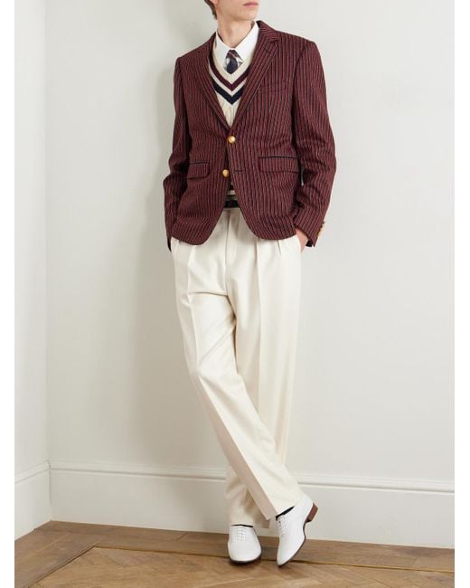 Céline Purple Embroidered Striped Wool And Lycra-Blend Blazer for men